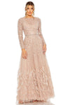 A-line Natural Waistline Sweetheart Beaded Sheer Mesh Long Sleeves Polyester Evening Dress