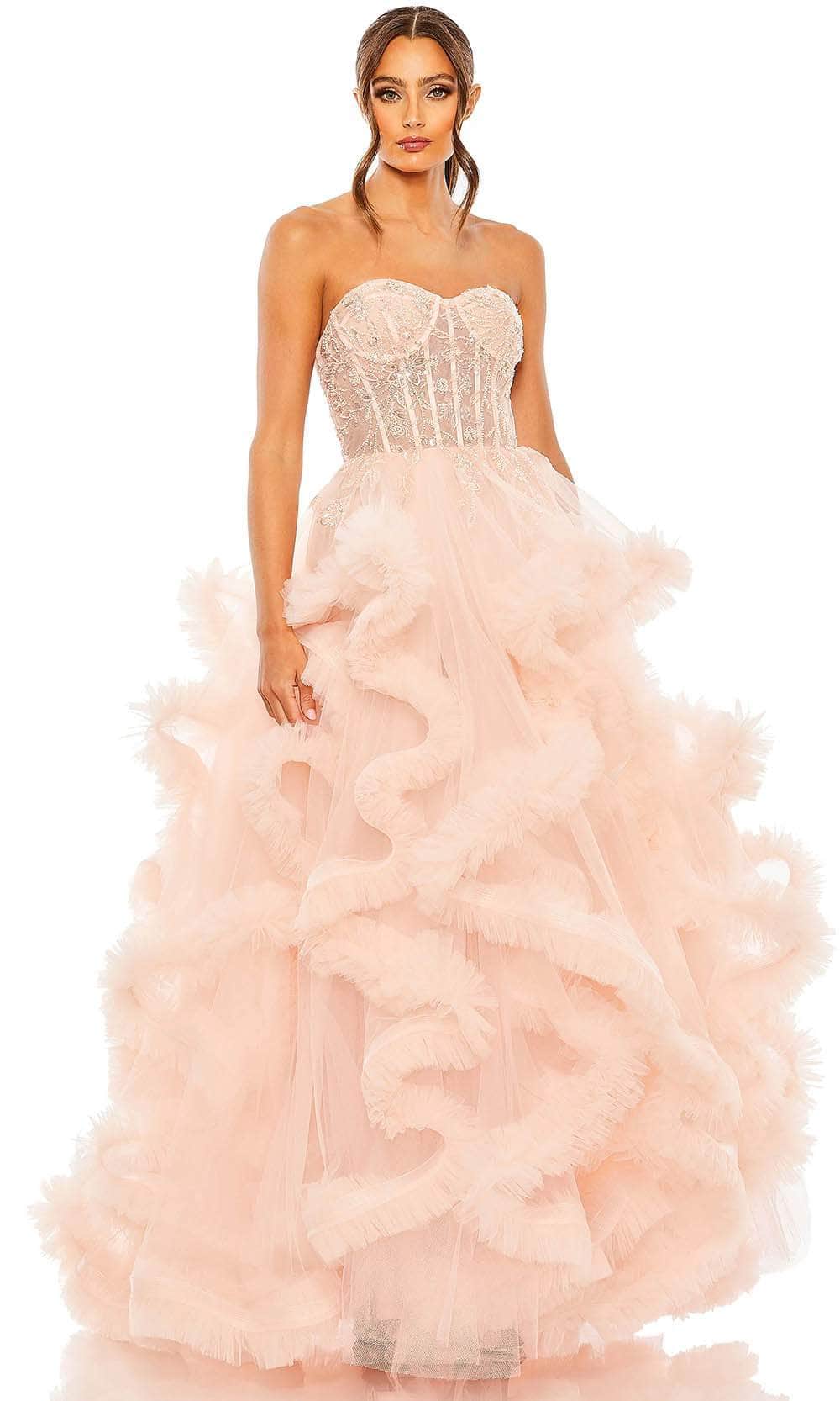 Mac Duggal 20542 - Corset Ruffled Tulle Long Prom Gown

