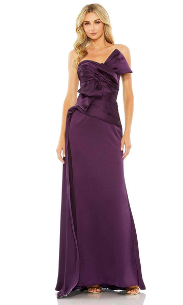Strapless Sheath Floor Length Sweetheart Pleated Open-Back Ruched Natural Waistline Sheath Dress/Evening Dress with a Brush/Sweep Train With a Bow(s)