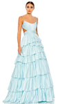 Sophisticated Bandeau Neck Tiered Natural Waistline Sleeveless Spaghetti Strap Dress With Ruffles