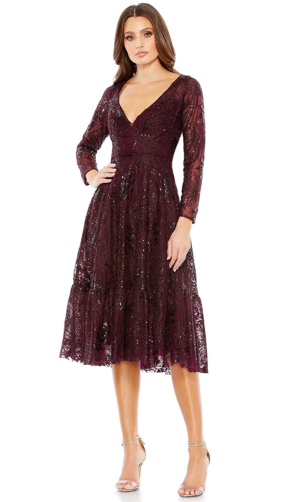 Mac Duggal 68001 - Long Sleeve Embellished Cocktail Dress
