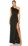 Asymmetric Pleated Slit Natural Waistline Sheath Frill Trim Sleeveless Sheath Dress/Evening Dress