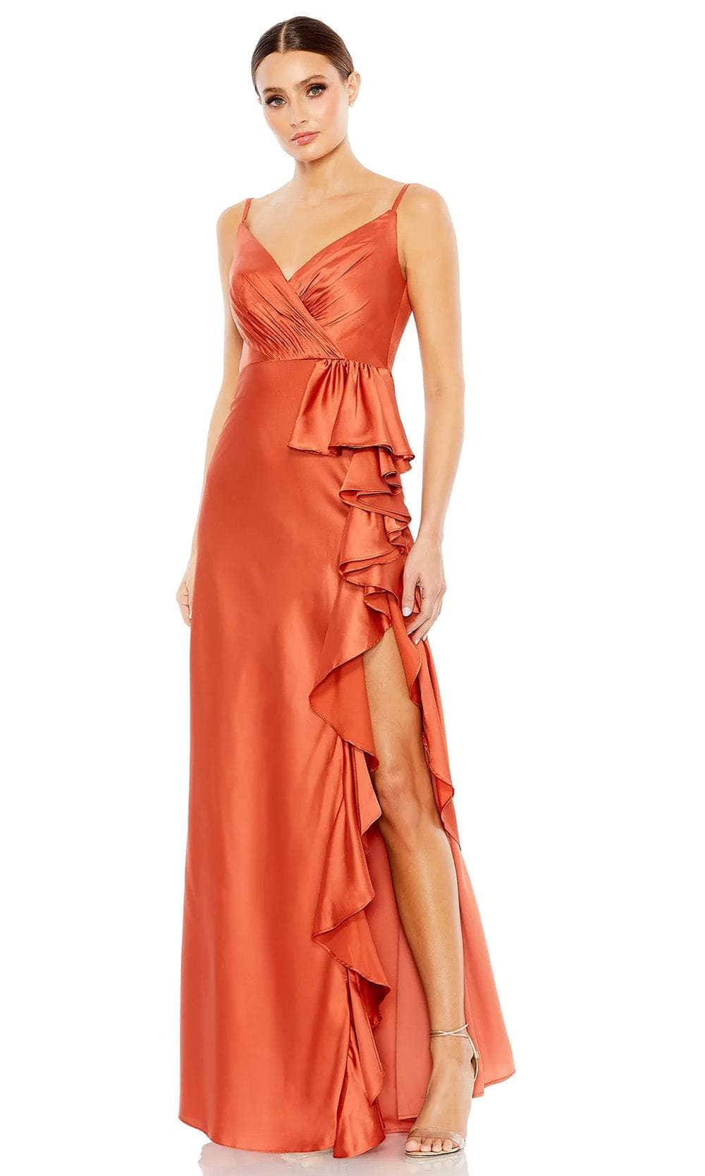 Mac Duggal 68551 - Ruffle Draped V-Neck Prom Dress
