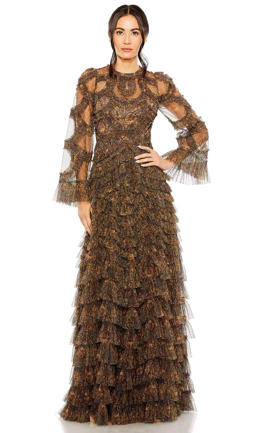 Mac Duggal 8044 - Ruffled Jewel Printed Evening Gown
