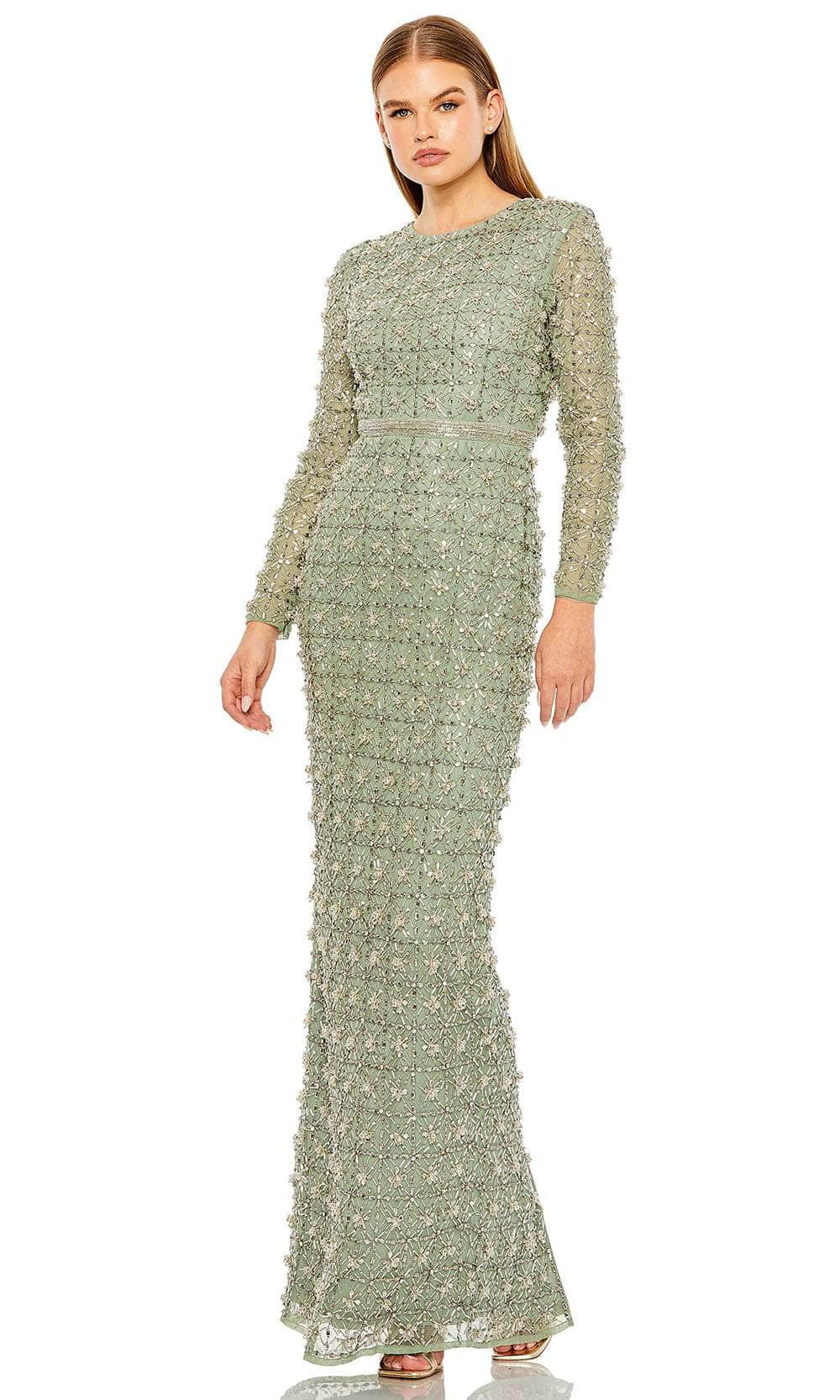 Mac Duggal 93827 - Geometric Beaded Column Evening Dress
