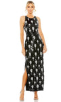 Sleeveless Sheath Crystal Slit Hidden Back Zipper Sequined Beaded Polyester Cocktail Sheath Dress