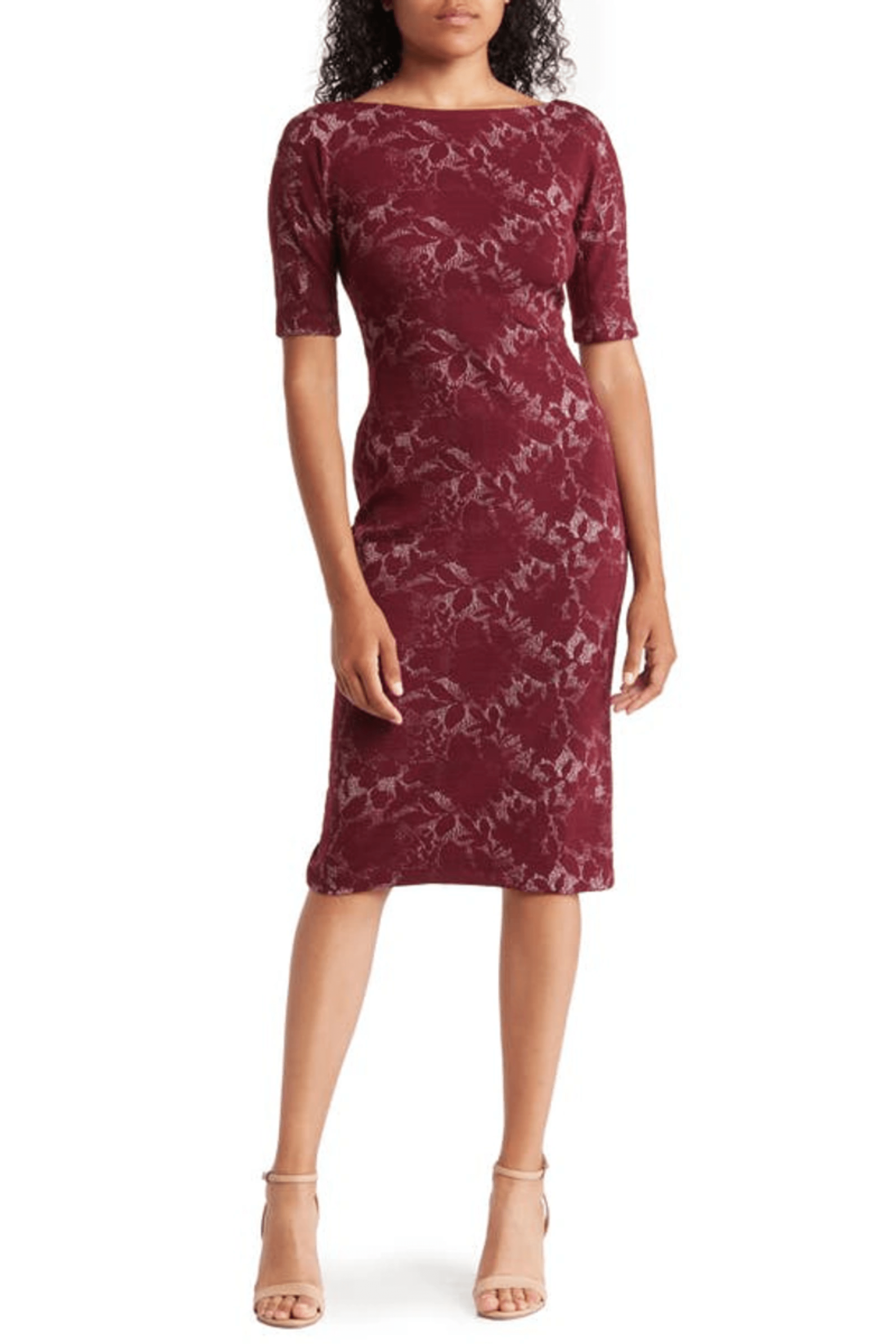 Bateau Texture Printed Formal Dress