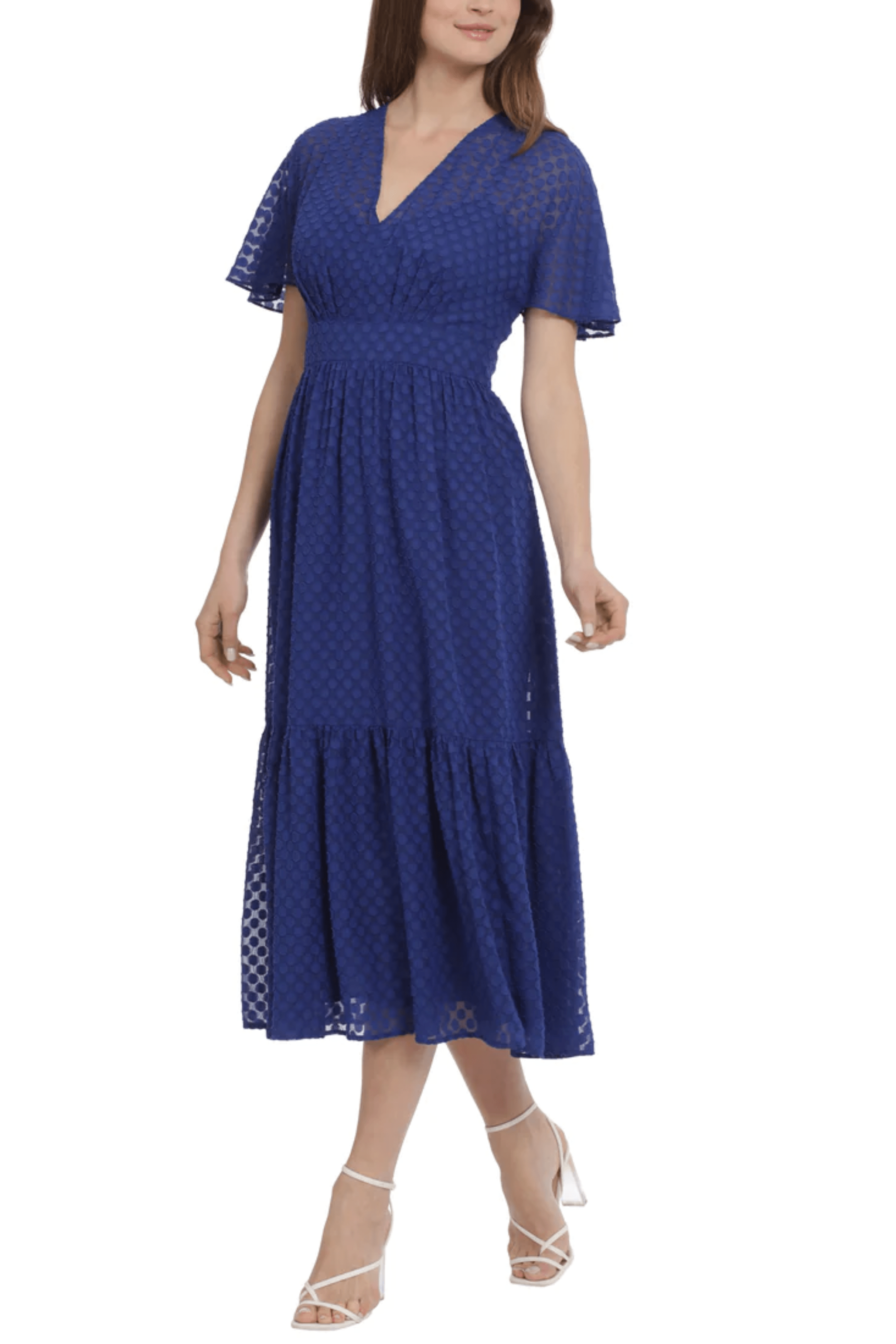 Maggy London G5651M - Polka Dot Flutter Sleeve Evening Dress
