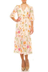 Faux Wrap Floral Printed Formal Dress