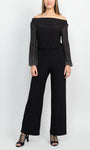 Long Sleeves Off the Shoulder Open-Back Straight Neck Natural Waistline Jumpsuit