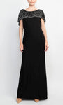 Sophisticated Bateau Neck Beaded V Back Sheath Floor Length Natural Waistline Sheath Dress