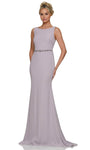 Sophisticated Mermaid Beaded Illusion Bateau Neck Cowl Neck Crepe Floral Print Natural Waistline Sleeveless Floor Length Evening Dress with a Brush/Sweep Train With Ruffles