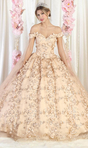 Sweetheart Fitted Applique Lace-Up Off the Shoulder Floral Print Natural Waistline Quinceanera Dress