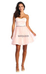 Tall A-line Strapless Cocktail Short Belted Sweetheart Corset Natural Waistline Dress