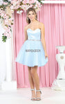 Tall A-line Strapless Cocktail Short Corset Natural Waistline Sweetheart Belted Dress