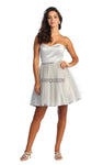 Tall A-line Strapless Cocktail Short Corset Natural Waistline Sweetheart Belted Dress