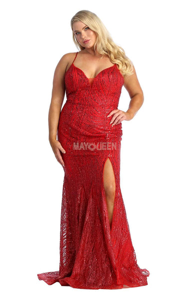 V-neck Sleeveless Spaghetti Strap Floor Length Sheath Natural Waistline Fitted Sheer Slit Sequined Plunging Neck Sheath Dress/Evening Dress/Prom Dress