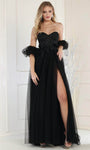 Strapless Elasticized Natural Waistline Floor Length Floral Print Slit Lace-Up Fitted Dress with a Brush/Sweep Train