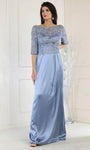 Sheath Floor Length Gathered Bateau Neck Floral Print Natural Waistline Sheath Dress/Mother-of-the-Bride Dress