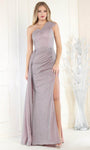 Sophisticated Natural Waistline One Shoulder Sheath Asymmetric Slit Back Zipper Fitted Sheath Dress/Prom Dress