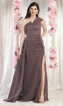 Sophisticated One Shoulder Fitted Slit Back Zipper Asymmetric Sheath Natural Waistline Sheath Dress/Prom Dress