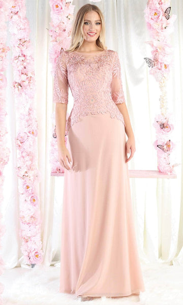 A-line Floor Length Lace Natural Waistline Jeweled Applique Hidden Back Zipper Illusion Sheer Peplum Jeweled Neck Evening Dress With Rhinestones