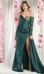 Sexy Long Sleeves Spaghetti Strap Natural Waistline Sweetheart Open-Back Sheer Glittering Asymmetric Slit Hidden Back Zipper Pleated Mermaid Evening Dress/Prom Dress with a Brush/Sweep Train With a Sa