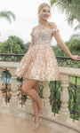 Sophisticated A-line Lace Cocktail Short Applique Glittering Lace-Up 2012 Off the Shoulder Natural Waistline Sweetheart Dress With Rhinestones