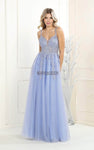 A-line Spaghetti Strap Back Zipper Illusion Beaded Glittering Embroidered Natural Waistline Evening Dress