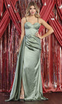 Sheath Natural Waistline Back Zipper Slit Sheer Sweetheart Sleeveless Spaghetti Strap Sheath Dress/Prom Dress With a Sash