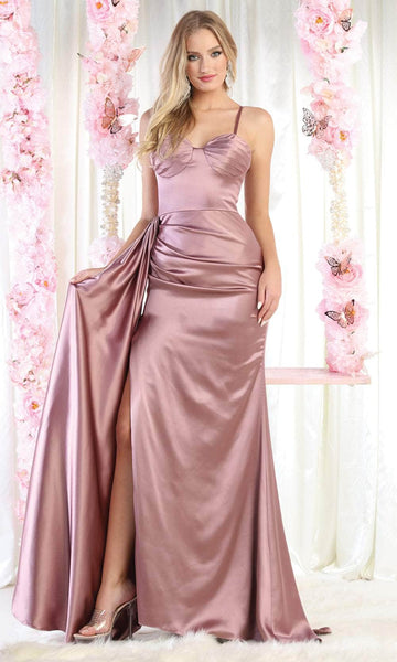 Sheath Sweetheart Sheer Slit Back Zipper Natural Waistline Sleeveless Spaghetti Strap Sheath Dress/Prom Dress With a Sash