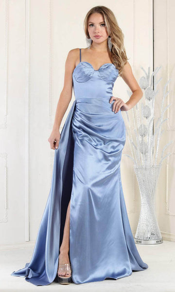 Natural Waistline Slit Back Zipper Sheer Sweetheart Sheath Sleeveless Spaghetti Strap Sheath Dress/Prom Dress With a Sash