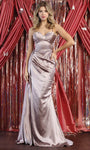 Sweetheart Natural Waistline Sheer Slit Back Zipper Sheath Sleeveless Spaghetti Strap Sheath Dress/Prom Dress With a Sash