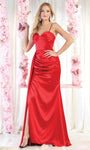 Sweetheart Sheath Sheer Slit Back Zipper Natural Waistline Sleeveless Spaghetti Strap Sheath Dress/Prom Dress With a Sash