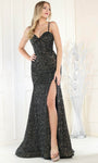 Sophisticated Sleeveless Lace-Up Slit Sequined Back Zipper Corset Natural Waistline Floor Length Sheath Sweetheart Sheath Dress/Evening Dress