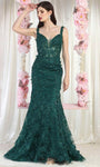 V-neck Sleeveless Mermaid Button Closure Goddess Sheer Open-Back Illusion Corset Natural Waistline Prom Dress