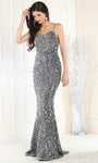 Sophisticated Sleeveless Spaghetti Strap Floor Length Sweetheart Mermaid Mesh Sequined Lace-Up Glittering Open-Back Natural Waistline Evening Dress with a Brush/Sweep Train