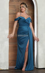 Sophisticated V-neck Mermaid Elasticized Natural Waistline Sheer Draped Off the Shoulder Spaghetti Strap Prom Dress with a Brush/Sweep Train With a Sash