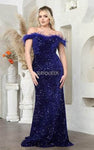 Sweetheart Sheath Off the Shoulder Floor Length Natural Waistline Sequined Beaded Fitted Sheath Dress/Prom Dress with a Brush/Sweep Train