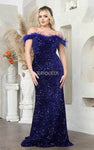 Floor Length Sweetheart Sequined Fitted Beaded Sheath Off the Shoulder Natural Waistline Sheath Dress/Prom Dress with a Brush/Sweep Train