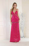 Sexy Open-Back Sequined Beaded Sheath Plunging Neck Sweetheart Floor Length Spaghetti Strap Corset Natural Waistline Sheath Dress/Evening Dress