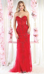 Strapless Sheath Floor Length Sweetheart Corset Natural Waistline Fall Beaded Lace-Up Sequined Sheath Dress/Evening Dress with a Brush/Sweep Train