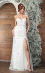 Lace Beaded Applique Sheer Corset Natural Waistline Sleeveless Sheath Sweetheart Sheath Dress/Wedding Dress with a Brush/Sweep Train
