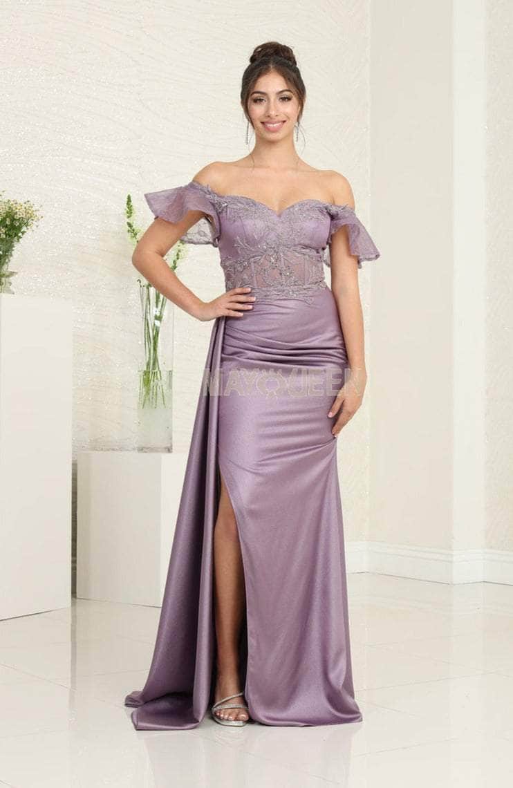 May Queen RQ8028 - Flutter Sleeve Sweetheart Prom Gown
