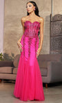 Sophisticated Strapless Floor Length Corset Natural Waistline Lace-Up Jeweled Sweetheart Mermaid Prom Dress