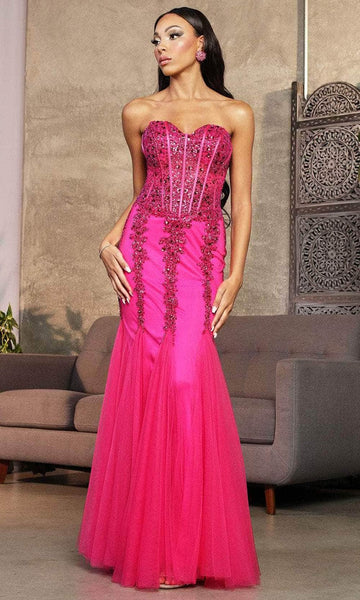 Sophisticated Strapless Mermaid Floor Length Sweetheart Corset Natural Waistline Lace-Up Jeweled Prom Dress