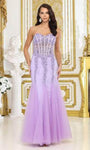 Sophisticated Strapless Corset Natural Waistline Sweetheart Floor Length Jeweled Lace-Up Mermaid Prom Dress