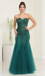 Sophisticated Strapless Floor Length Sweetheart Jeweled Lace-Up Corset Natural Waistline Mermaid Prom Dress