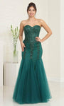 Sophisticated Strapless Corset Natural Waistline Sweetheart Lace-Up Jeweled Mermaid Floor Length Prom Dress