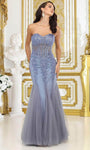 Sophisticated Strapless Mermaid Floor Length Sweetheart Corset Natural Waistline Jeweled Lace-Up Prom Dress